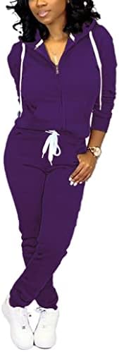 חליפות זיעה של Fooullaide לנשים מוגדרות תלבושת 2 חלקים קפוצכי שרוול ארוך חליפות רץ חליפות מכנסי