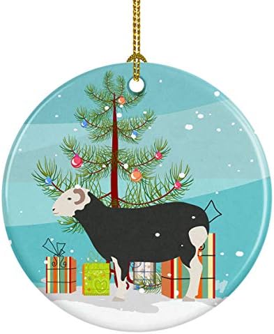 אוצרות קרוליין BB9337CO1 כבשים של הרוויק קישוט קרמיקה לחג המולד, טורקים, קישוטים לעץ חג המולד, קישוט