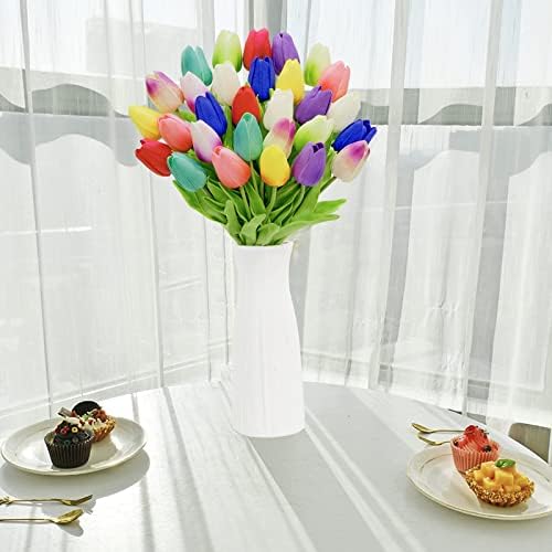 Jiftok 30 יחידות צבעוני צבעוני פרחים מלאכותיים פרחים מזויפים לקישוט, צבעי פרחים דמויי צבע סידור מגע