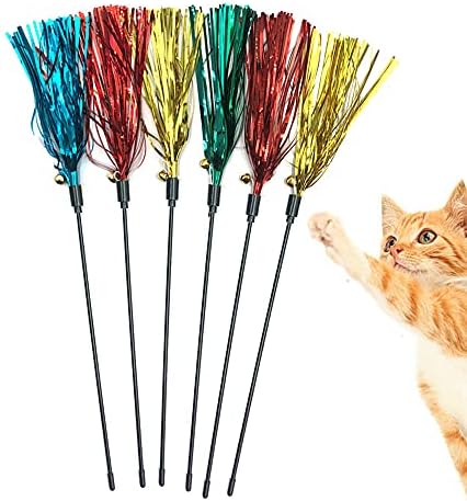 6 יחידות אינטראקטיבי חתול טיזר שרביט עם קול גדילים ופעמון עבור חתול וחתלתול