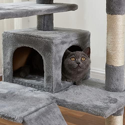 חתול עץ, 52.76 סנטימטרים חתול מגדל עם סיסל מגרד לוח, חתול פעילות עצי עם מרופד פלטפורמה, 2 יוקרה דירות, עבור חתלתול,