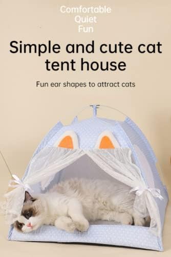 חתול קן לחיות מחמד אוהל ארנב אוזן קישוט מקורה כותנה קנבוס חתול אוהל בית להסרה חמוד פרח חור חתול קן מיטה נייד