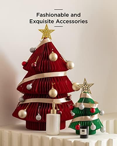 עץ חג המולד של Honismart, נייר מתקפל עץ חג המולד מיני עם אורות USB, עץ חג המולד של חג חג המולד
