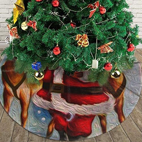 Lveshop חג המולד איילים סנטה קלאוס חצאית עץ חג המולד חצאית יוקרה עגול מקורה מחצלת חיצונית כפרי