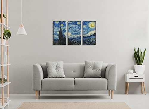ואן גוך קלאסי ציור שמן בד קיר אמנות כוכבים לילה כחול שמיים כוכבים מול עומס מסגרת 16 * 29 * 0.83כל סט של