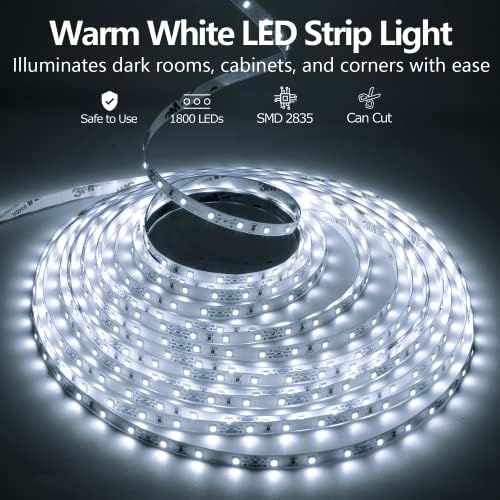 אורות רצועת LED לבנים של Ollrieu, תאורת רצועה לבנה בהירה של 100 קג, 30 מ '1200 נוריות LED 2835