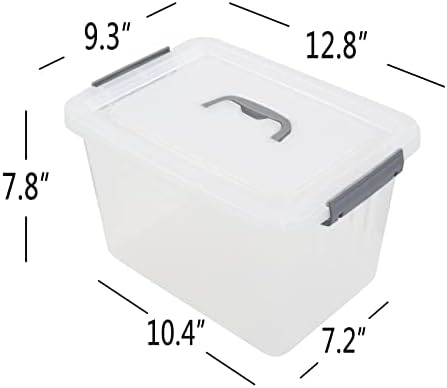פח אחסון פלסטיק של ג'נדסון עם מכסה, קופסת תפס 12 ליטר, סט של 1