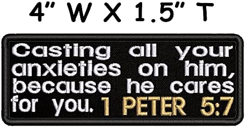 MyPeter 5: 7 פסוק תנך רקום טלאי ברזל-על/תפור כתבי דתי ישוע נוצרי אופנוענים כריסטיאן סמל סמל