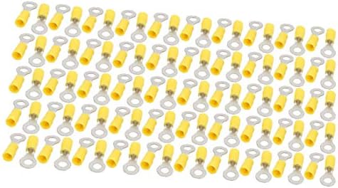 אקס-דריי 100 יחידות קרוואנים 5.5-6 מחבר מסוף מלחץ טבעת מבודד מראש צהוב לחוט 12-10 (100 יחידות