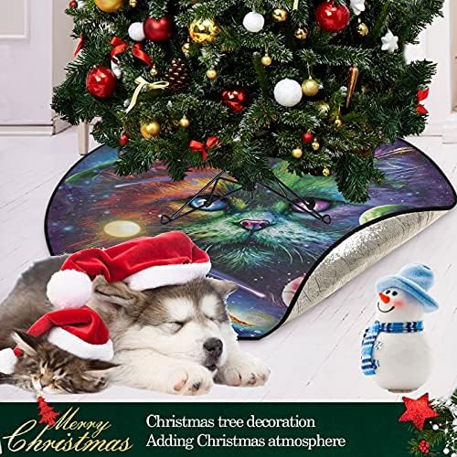 מחצלת עץ חג המולד Visesunny מחצלת קשת קשת שטח חתול גלקסי כוכב לכת עץ עץ עמדת מחצלת מגן רצפה סופג