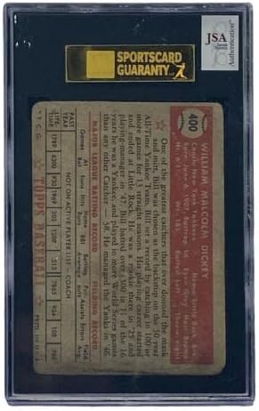 ביל דיקי חתום על Slabbed New York Yankees 1952 Topps 400 SGC - כרטיסי חתימה עם חתימות בלוח בייסבול