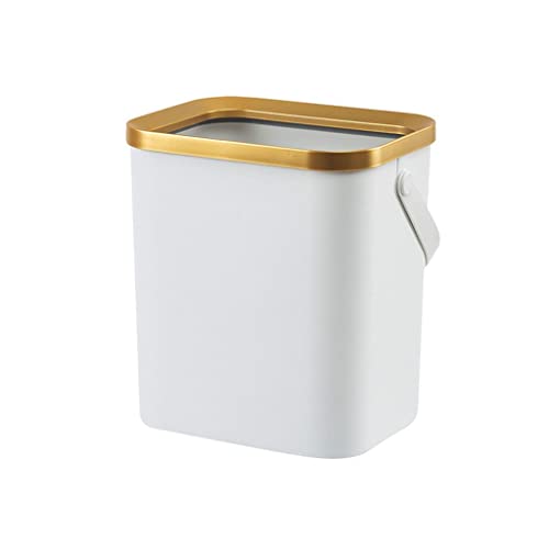 זהב פח אשפה מטבח אמבטיה מרובע לדחוף-סוג פלסטיק צר אשפה סל עם מכסה