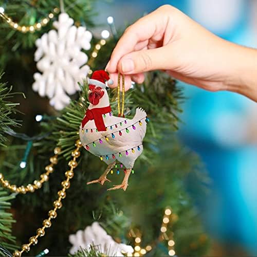 נוהר לחג המולד זר עוף חג המולד עוף אקרילי 2022 קישוטי עץ חג המולד עם צעיף חג המולד עוף קישוטי חג המולד תליון