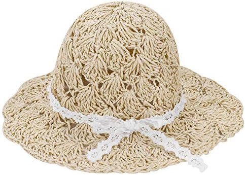 כובע שמש קש עם Bowknot לתינוקות פעוטות ילדים חוף upf50+ כובע אנטי UV