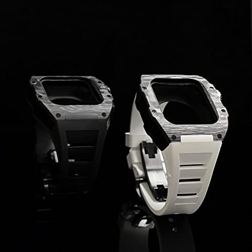 ערכת רצועת סגסוגת סיבי פחמן יוקרתית של Vevel Set for Apple Watch Series 8, 45 ממ פס גומייה