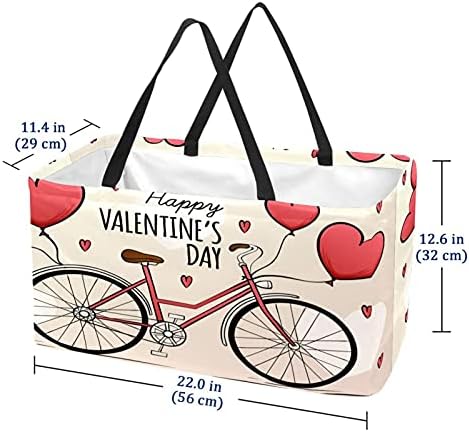 תיקי קונים 50L אופניים אופניים דפוס בלון בצורת אהבה קופסת קניות מתקפלת תיק מכולת עם ידיות, לשימוש חוזר
