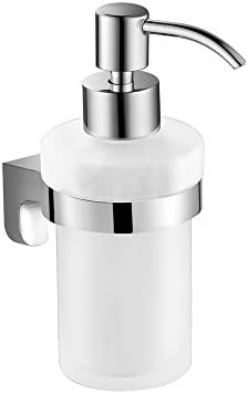 סבון QINISI ומתקן קרם משאבת קיר קיר הר נוזלי מתקן סבון יד עם זכוכית חלבית לכיור/אמבטיה מטבח, משאבת