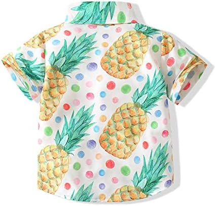 פעוטות תינוקות כפתורים למטה חולצות בהוואי הדפס קרטון הדפסה דק-כושר שרוול קצר חולצה מגניבה חולצה חמודה לילדים