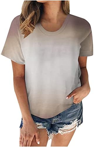נערות נוער צמרות מפוסות חולצות הדפסת שיפוע חולצות לנשים שרוול קצר צוואר סתיו סתיו סתיו טופיות 2023 בגדים