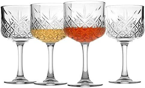 פסבאחצ 'ה פרימיום וינטג קופה משקפיים סט של 4-גדול במיוחד בלעדי ג' ין, יין, קוקטייל, שמפניה משקפיים-עיצוב קריסטל-16,5
