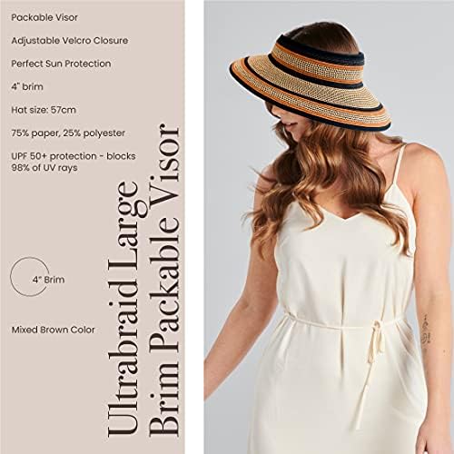 חברת סן דייגו כובע נשים בגודל אחד בגודל Ultrabraid עם חיתוך סרטים וסקייטן שחור, חום מעורב