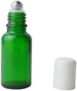 3 יחידות בקבוקי גלגול זכוכית ירוקה ריקה עם כדורי רולר נירוסטה וכובע לבן לבשמי שמן אתרים שפתיים מכולות