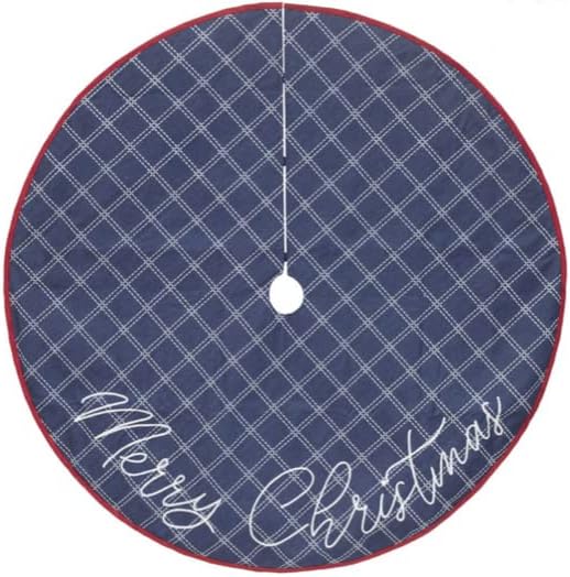 חצאית עץ חג המולד של ג'ינס כחול עם גבול עם תסריט '' חג מולד שמח '' - קוטר 48 אינץ '