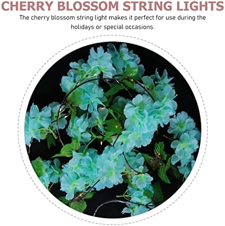 אורות מיתרים של פריחת דובדבן של jojofuny אורות פיות מלאכותיים אורות פיות 20 פרח עלה גרלנד מזויף גפן אורות מיתרים