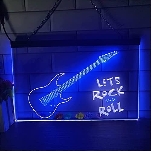 שלט ניאון גיטרה של DVTEL, אורות ניאון אקריליים אורות ניאון אקריליים, שלט זוהר קיר, 40X30 סמ, בית מלון