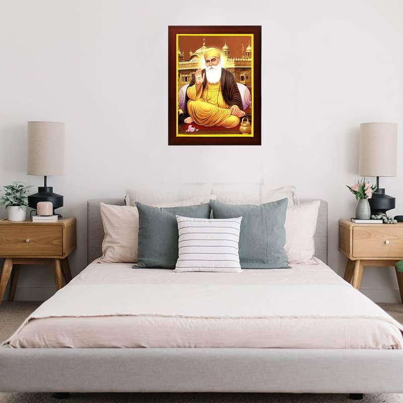זיג זג גורו ננאק דב ג'י מסגרת תמונה דתית לתלייה בקיר, מתנה, מקדש, חדר פוג'ה, עיצוב ביתי ופולחן