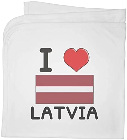 Azeeda 'I Love Latvia' שמיכה / צעיף כותנה כותנה