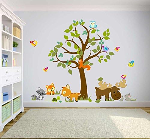 קיר סטייקרס יער חיות ג'ונגל חיות וולדקאל תפאורה בנים בנים חדר משתלת עיצוב עצים יער לילד טוב יותר לילדים