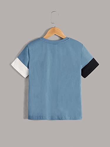 הדפסת אותיות גרפיות של וודיררה בוי סביב צוואר חולצת שרוול קצר טי מזדמן צבעוני צבעוני 9