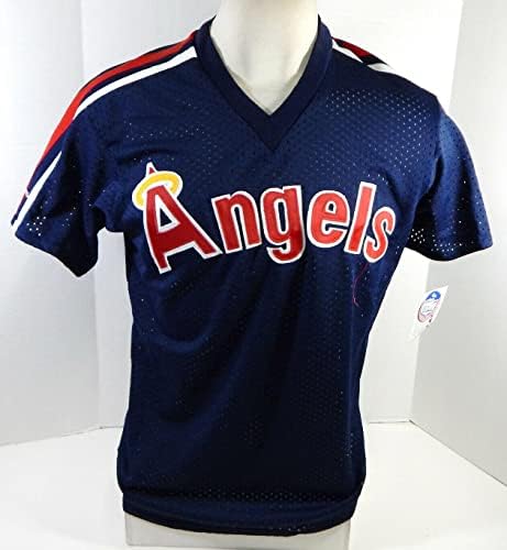 1983-90 מלאכים בקליפורניה משחק ריק הונפק תרגול חבטות כחול ג'רזי L 911 - משחק השתמשו ב- MLB גופיות