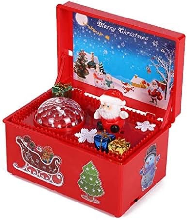 קופסת מוסיקה בסגנון חג המולד של DLVKHKL יצירה יצירה של סנטה קלאוס דקור קופסת מוסיקה LED למסיבה