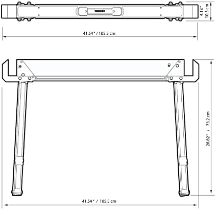 קשוחים - מתקפלים מסור/שולחן אתר עבודה - יציב, עמיד, קל משקל, כבד, פלדה בדרגה גבוהה, 41.5 אינץ
