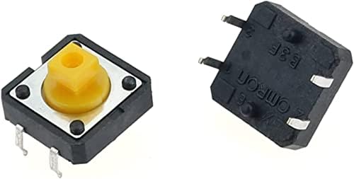 מתגי מיקרו Berrysun מתגי מישוש PCB של 500 יחידים 4 סיכה מרובע צהוב SMD מיני כפתור מתג טאקט