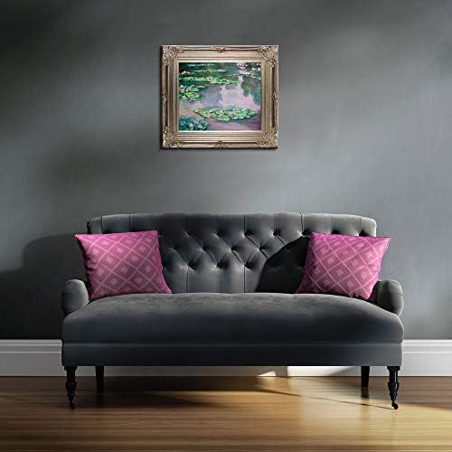 לה פסטיש מונג3005-פר-80120 על 24 חבצלות מים, יצירות אמנות מעוטרות מטאליות ירוקות וסגולות מאת קלוד