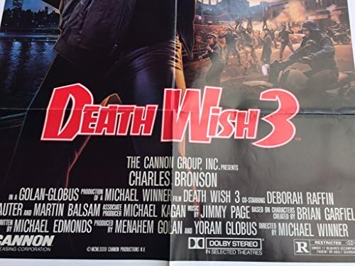 משאלת מוות 3, פוסטר קולנוע מקורי של סדרת האקשן של צ'רלס ברונסון, 1985