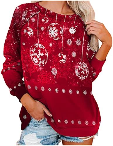 לבגדי חג המולד לחג לחג נער נער שרוול שרוול ארוך צוואר צוואר נינוח בכושר סווטשירט סווטשירט נשים 6V