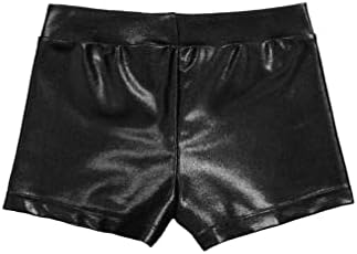 מכנסי ריקוד מטאליים של Tiaobug מכנסיים רטובים מראה נוצץ נצנצים תחתונים מתנפחים ספורט מעודדת יוגה מתעמלות