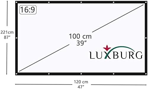 Luxburg 100 16: 9 87 x 49 מסך מקרן נייד, HD 4K Premium Premium מסך הקרנת בד עבה מתקפל - 16: 9,