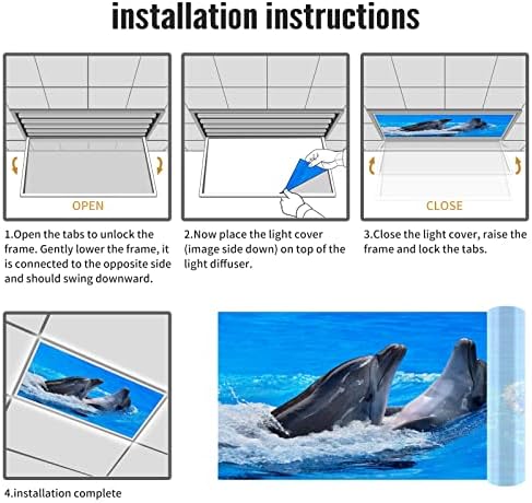 חמוד דולפינים 2 חבילה פלורסנט אור מכסה סרטי צוהר תקרת עבור כיתות לימוד משרד, בתי חולים & מגבר;