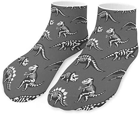 גולגולת דינוזאור מציירים גרבי קרסול מצחיקים גרביים אתלטים ללא מופע מרופדים לגברים נשים