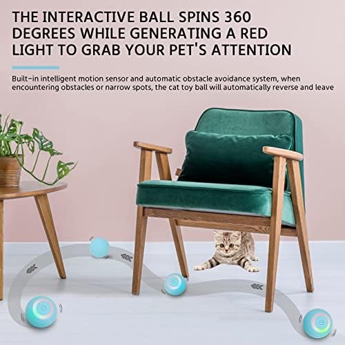 כדור צעצועי חתול אינטראקטיבי, אוטומטי 360 כדור מתגלגל מסתובב עצמי עם כדור צעצוע מרדף תרגיל לחיות מחמד