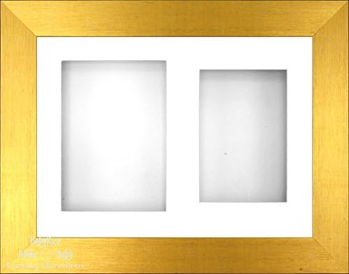 Babyrice 11.5x8.5 מוברש זהב תלת מימד מסגרת / 2 חור לבן