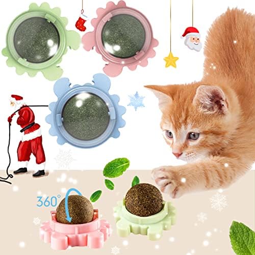 צעצועי כדור חתול לחתולים מקורה קיר, 3 מארז כדורי קיר חתול מסתובב חתול חתול חתולים קיטי צעצועים מקורה אינטראקטיבי