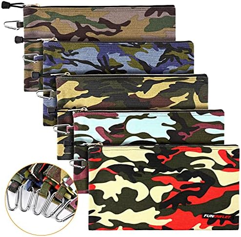 תיק רוכסן כלי קנבס כלי רוכסן-10 חבילות שקיות קאם כבדות עם קרבינר עם קרבינר, קליפ מארגן אחסון רב-תכליתי