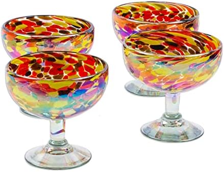 נוביקה משקפי קוקטייל רב -צבעוניים מפוצצים ביד - 6 גרם. כלי שתייה ממוחזרים, כלי שולחן, כלי זכוכית אקריליים,