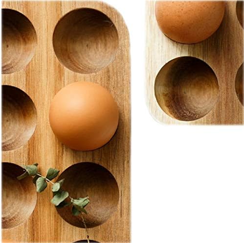מחזיק ביצי עץ על ידי Illato, מגש ביצת עץ של Acacia Premium, 12 חורים צלחת ביצה, מגש ביצה משטח, תצוגת שולחן